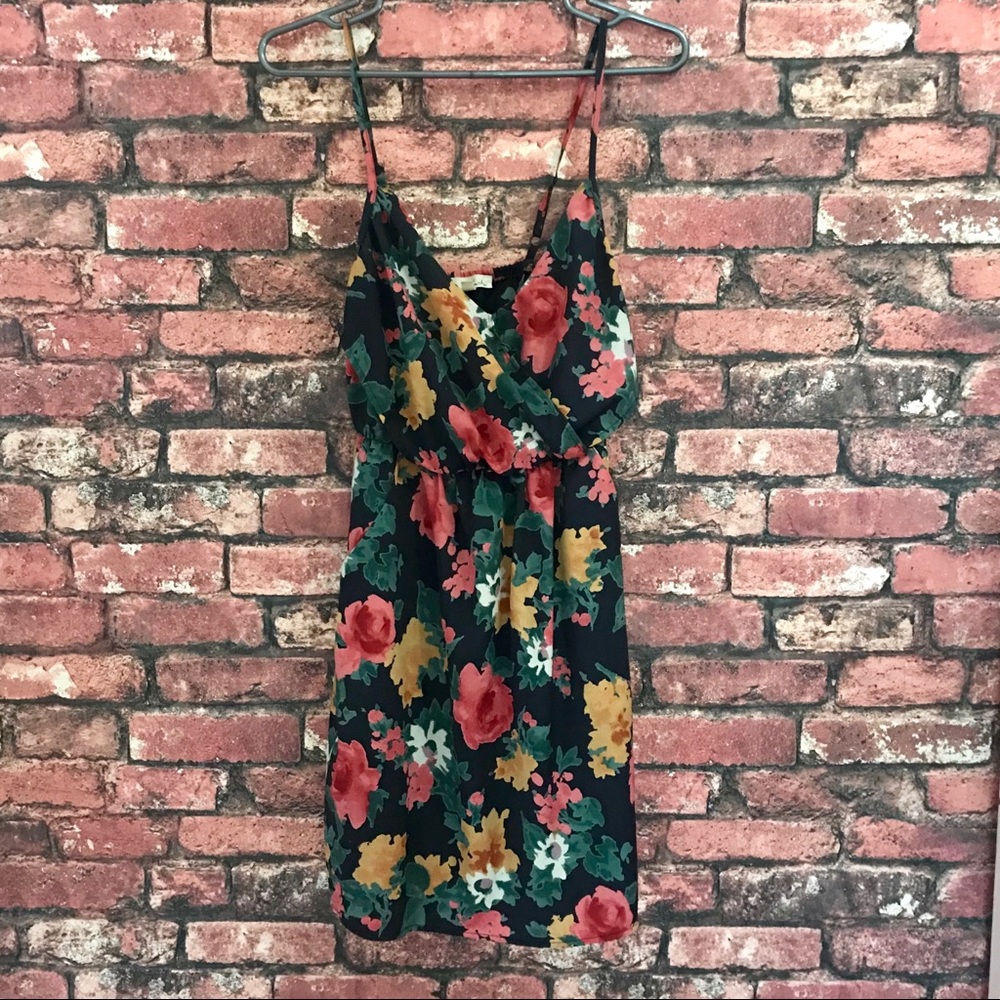 Lush Summer Dress in Navy with Flowers